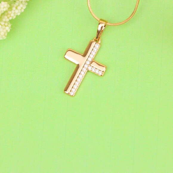 "Crystal-Accented Cross Pendant in Rose Gold Finish, XPPT1577 - Picture 12 of 12